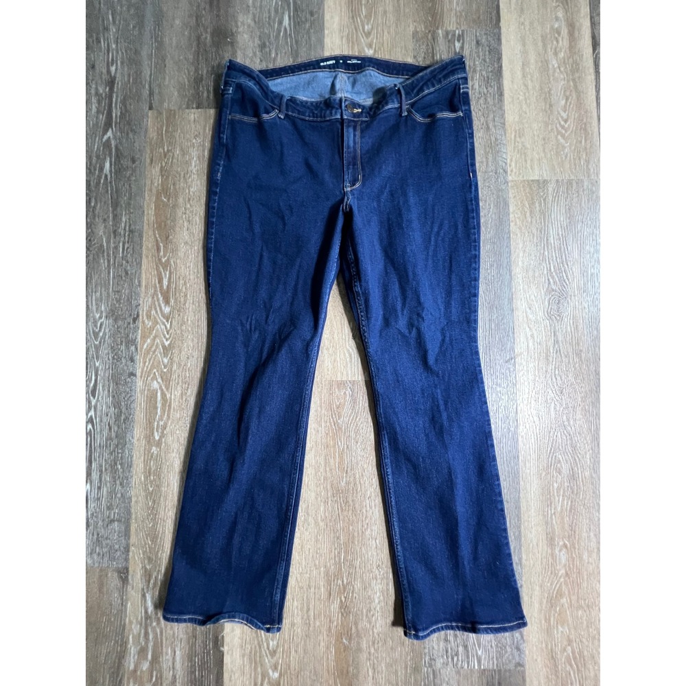 Old Navy Wow Boot-Cut Jeans Women 18 Dark Blue Mid-Rise Stretch Denim